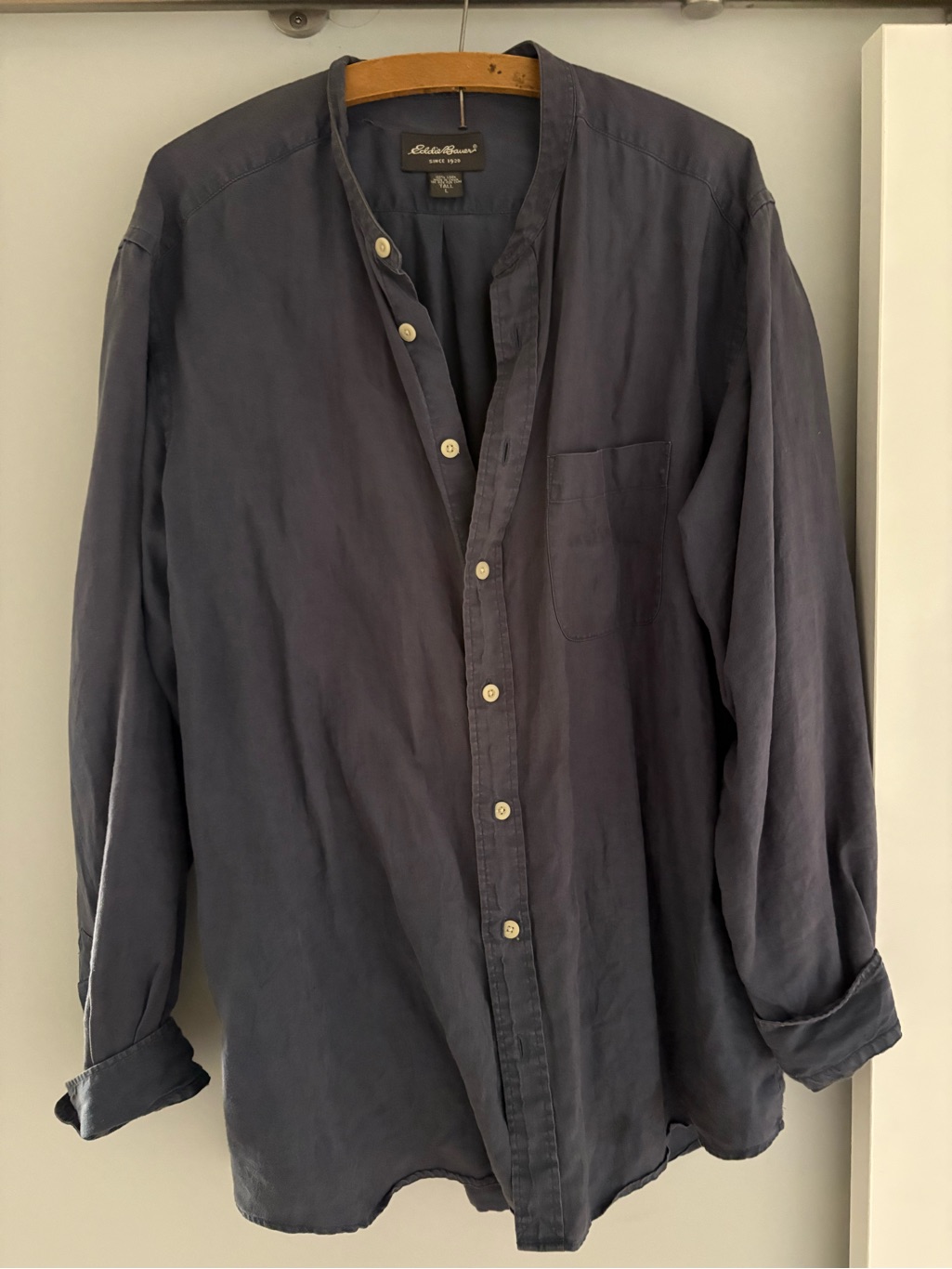 Eddie Bauer 100% Linen Men’s Button-Down Shirt - Dark Blue